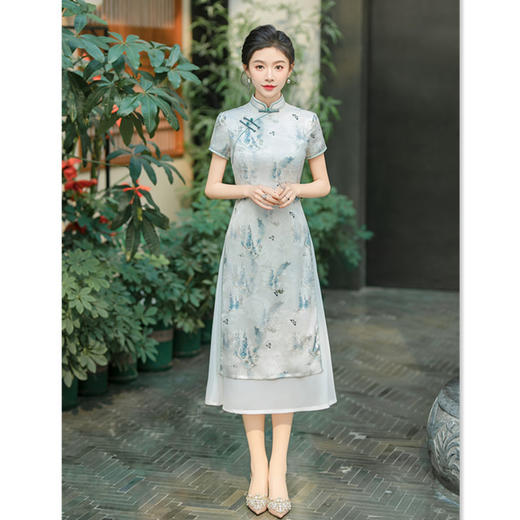 GX复古民族风长款奥黛旗袍裙2025春新款宽松时尚新中式日常可穿旗袍 商品图3