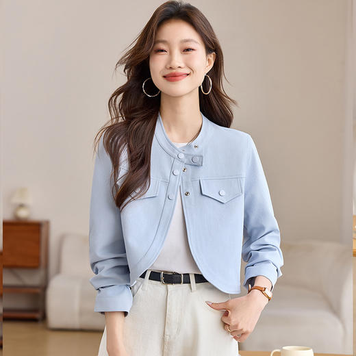 CC-J6675设计感小香风短款开衫外套女2025春装新款好看宽松休闲夹克上衣 商品图0