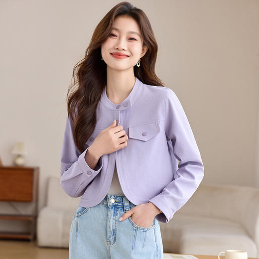 CC-J6675设计感小香风短款开衫外套女2025春装新款好看宽松休闲夹克上衣 商品图3