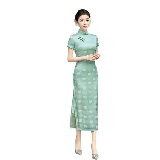 GX老上海复古民族风长款宽边旗袍2025春夏新款素雅传统中式国风旗袍 商品图4