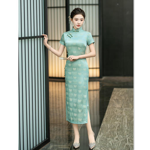 GX老上海复古民族风长款宽边旗袍2025春夏新款素雅传统中式国风旗袍 商品图0