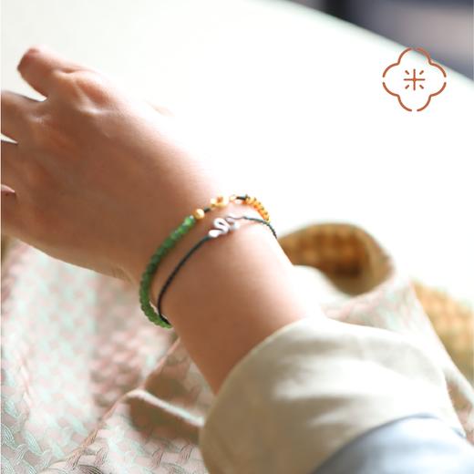 米马饰物 天然和田碧玉 苹果绿银镀金手链 莫等春意暖 商品图3