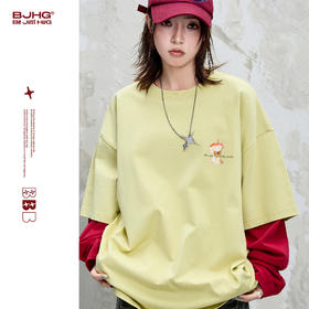 BJHG不计后果 趣味啃苹果短袖t恤男女款夏宽松印花设计感纯棉半袖