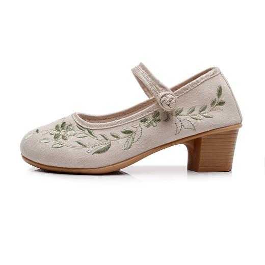 5CM圆头通勤绣花鞋中跟盘扣民族XQ朴实 商品图3