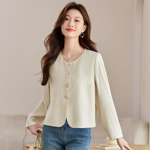 CC-J6678小西装短款外套女春秋季2025新款圆领小香风气质职场通勤夹克上衣 商品图1