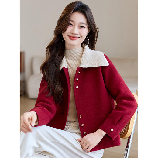 CC-XFY-2510新款春秋可拆卸领小个子短外套女宽松休闲珍珠绒开衫上衣2025春季 商品图3