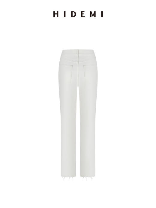 HIDEMI极简百搭毛边小脚牛仔裤九分裤 黑色/白色 商品图6