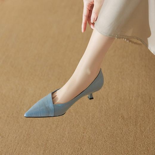 【预售5天】尖头小猫跟春夏季新款时装鞋真皮百搭气质显瘦高跟工作鞋YS&0121 商品图1