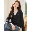 CC-XFY2529假两件拼接长袖卫衣女2025春秋新款宽松显瘦遮肚休闲t恤带帽上衣 商品缩略图3