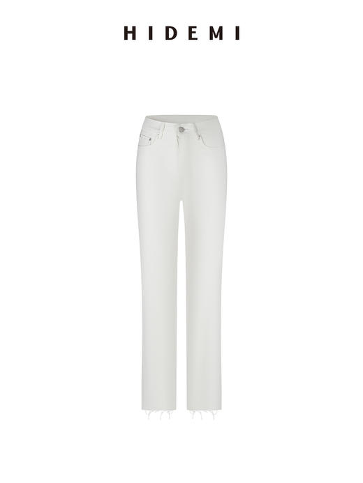 HIDEMI极简百搭毛边小脚牛仔裤九分裤 黑色/白色 商品图4