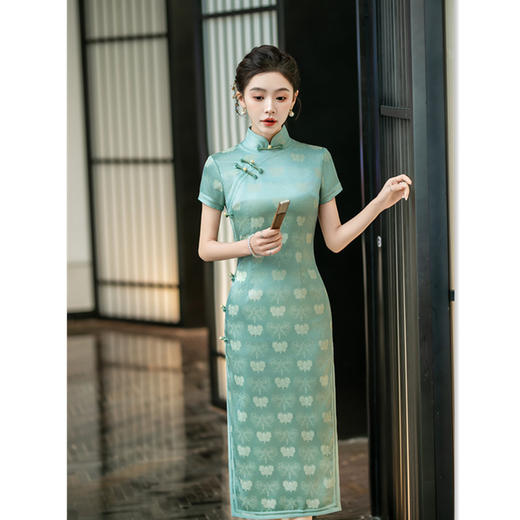 GX老上海复古民族风长款宽边旗袍2025春夏新款素雅传统中式国风旗袍 商品图2