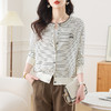 CC-27-2527女士2025年春季新款圆领条纹针织开衫女宽松显瘦毛衣外套上衣气质 商品缩略图0