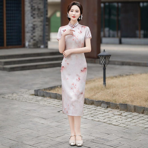 2025春夏新款修身长款复古日常优雅气质新中式国风改良旗袍372 商品图1