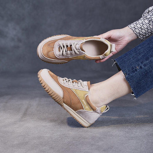 本色复古轻便德训鞋，软底百搭内增高运动休闲鞋 ZM258185 商品图1