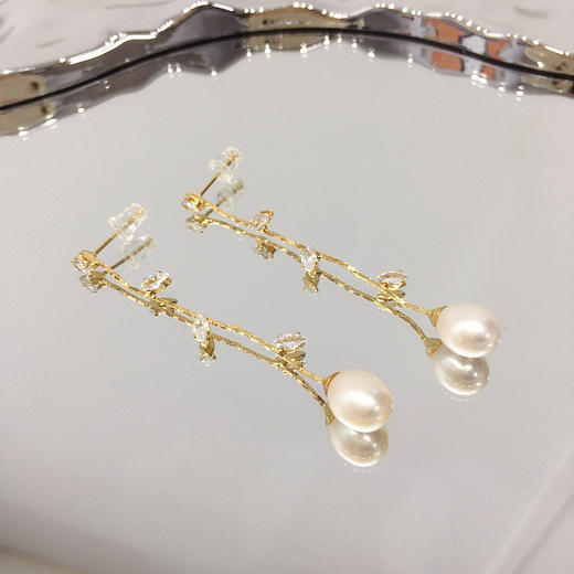 S925纯银高品质天然淡水珍珠耳线耳针耳饰 商品图1