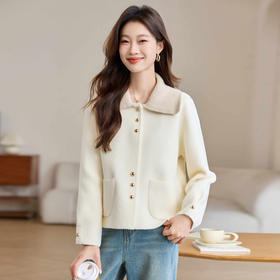 CC-XFY-2510新款春秋可拆卸领小个子短外套女宽松休闲珍珠绒开衫上衣2025春季