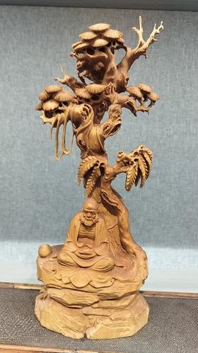 松下悟道摆件/黄杨木32*17cm