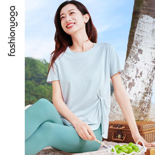 凡圣瑜伽 设计感圆领短袖F15322 商品图14