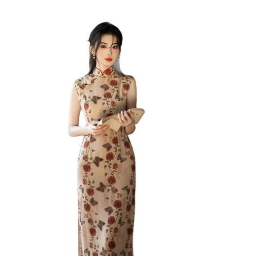 GX复古国风长款无袖气质旗袍2025春夏新款改良新中式日常旗袍连衣裙 商品图4