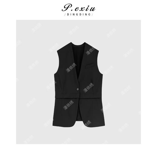 PanYiXiu/潘依绣极简风高级通勤V领修身无袖马甲 M0811 商品图1