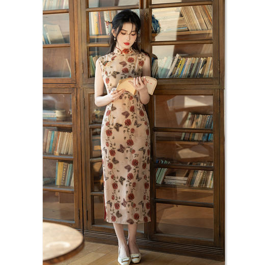 GX复古国风长款无袖气质旗袍2025春夏新款改良新中式日常旗袍连衣裙 商品图2