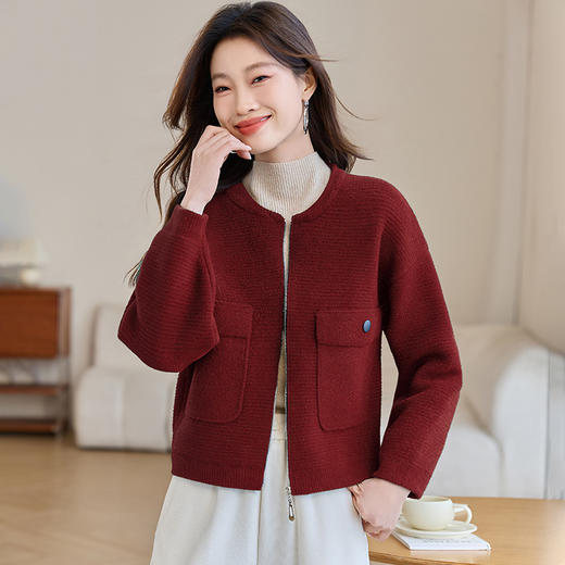 CC-XFY-2506小个子短外套女2025秋新款开衫可拆卸帽休闲珍珠绒棒球服上衣春秋 商品图3