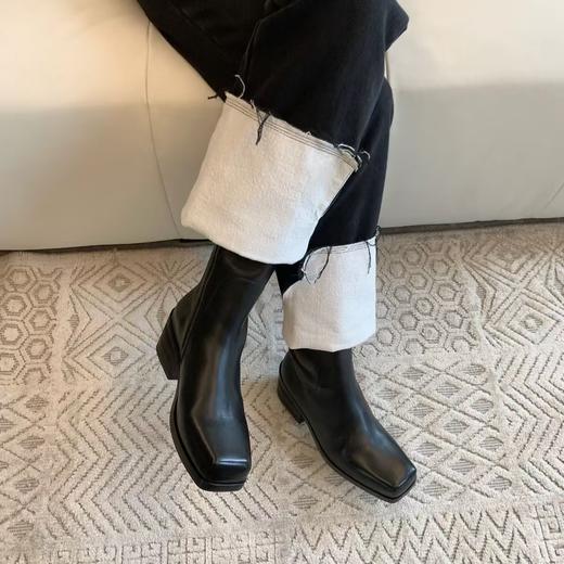 分镜头集成店25春新品真皮时尚百搭久穿不累厚底方头中筒靴 商品图4