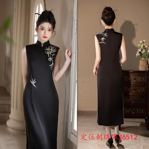 GX红色长款定位绣花无袖旗袍2025春新款时尚改良新中式日常可穿旗袍 商品图1