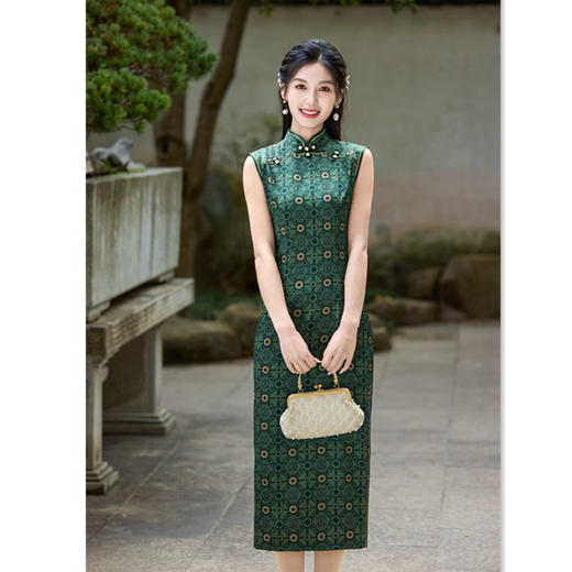 GX长款无袖旗袍2025春新款复古国风年轻女士日常可穿旗袍裙 商品图2