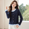 衬衫拼接假两件针织开衫外套，宽松短款休闲上衣外搭CC-XFY2526 商品缩略图1