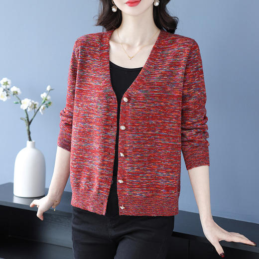 CC-XMY-7096小个子针织外套女士2025春秋季新款洋气开衫宽松V领上衣 商品图1