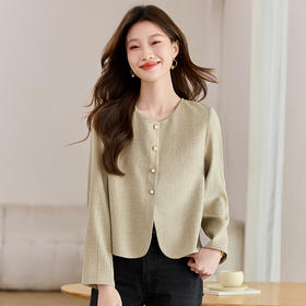 CC-J6678小西装短款外套女春秋季2025新款圆领小香风气质职场通勤夹克上衣