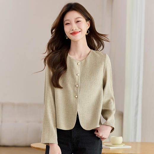 CC-J6678小西装短款外套女春秋季2025新款圆领小香风气质职场通勤夹克上衣 商品图0