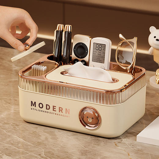 创意轻奢纸巾盒客厅家用卧室收纳盒茶几遥控器纸抽盒子桌面抽纸盒 商品图3