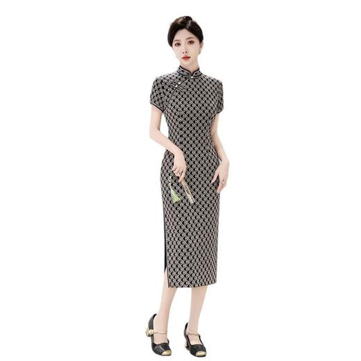 GX老上海复古国风针织提花旗袍2025春新款中长款单层旗袍 商品图4