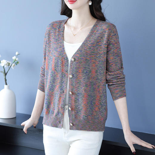 CC-XMY-7096小个子针织外套女士2025春秋季新款洋气开衫宽松V领上衣 商品图3