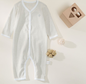 ANNIEWIN棉绿香格里【有机彩棉】绿白条连体衣