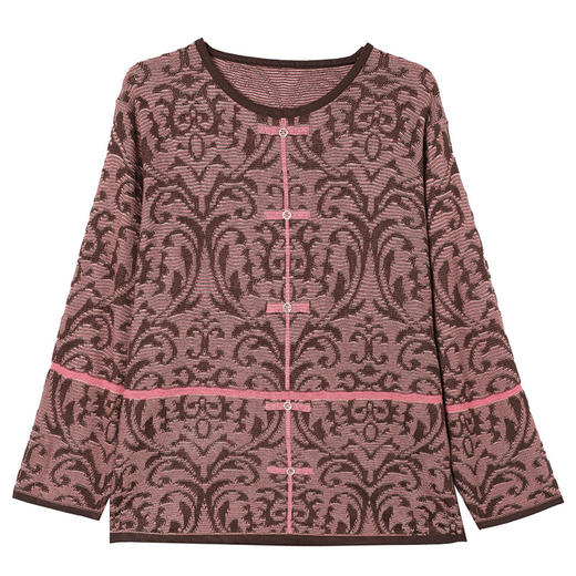 CC-LL-1632七分袖冰丝针织衫女士春秋季2025新款洋气提花t恤宽松遮肉上衣T恤 商品图4