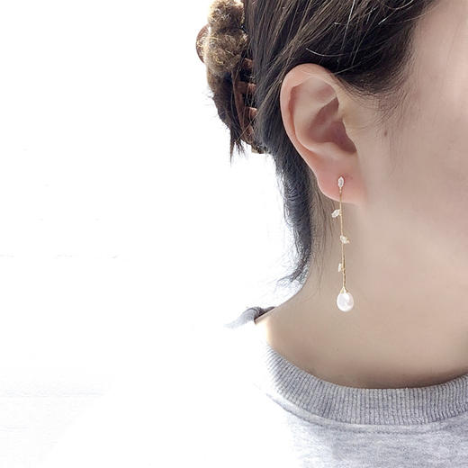 S925纯银高品质天然淡水珍珠耳线耳针耳饰 商品图3