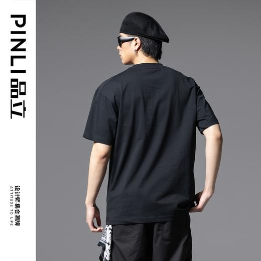 PINLI品立2025春夏新款拼接口袋短袖T恤男士潮牌宽松休闲体恤上衣GD251211128 商品图3