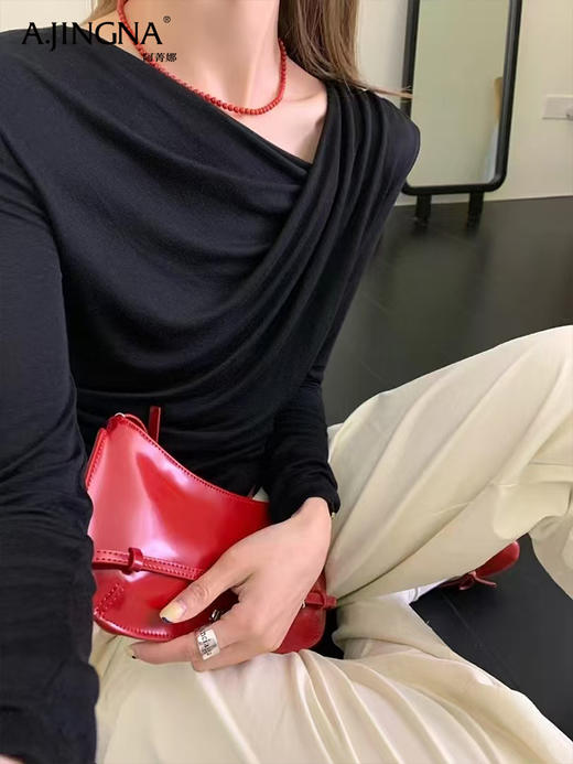 【优雅气质】阿菁娜简约温婉设计感休闲百搭上衣F30C302011 商品图4