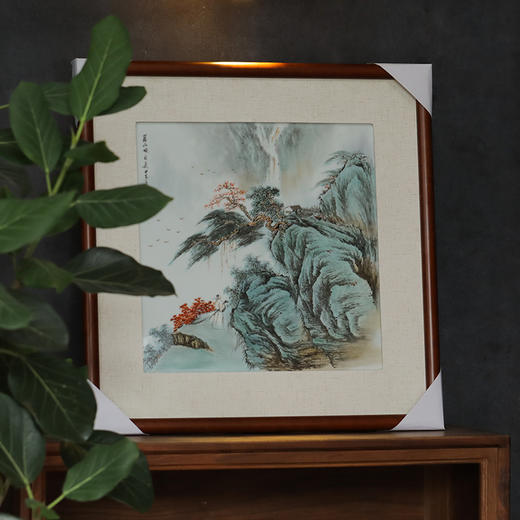非遗传人吴志明亲工居山青绿山水瓷板画摆件 商品图1