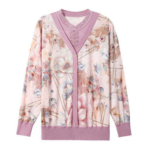 xx8177 2025新款春装长袖假两件薄款T恤上衣妈妈装春秋时尚国风打底小衫 商品图4