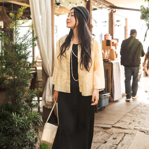 【林栖设计小店】桑蚕丝衬衣绣花传统国风气质宽松2025春夏新品外套上衣女1952099 商品图0