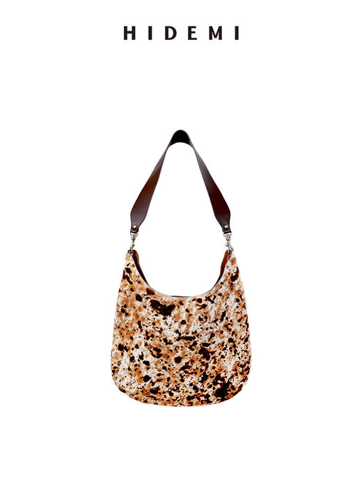 HIDEMI 都市马蹄包系列进口豹纹牛毛进口牛皮宽/窄肩带多种背法大包 豹纹牛毛/卡其色 商品图9