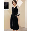 丁摩 法式优雅丝绒真丝长裙设计感小黑裙长袖连衣裙225w61 商品缩略图1