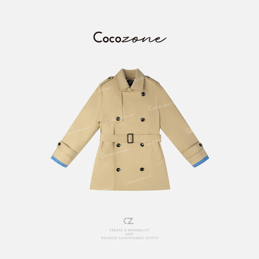 COCO ZONE 早春英伦风双排扣翻领长袖撞色外套ACD1A0014 商品图0