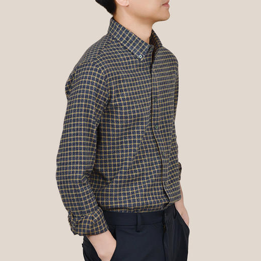 【100棉】罗蒙男士全棉磨毛长袖衬衫经典格纹舒适百搭休闲通勤衬衫 商品图1