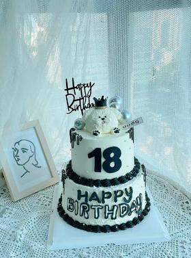 18岁成人礼蛋糕（因为工艺问题 食用的到的色素较深 吃的时候建议挂掉颜色奶油再吃哦，介意慎拍）