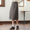 Famecoco范可儿半身裙A字纯棉松紧腰梨形通勤半裙F225HA016 商品缩略图1